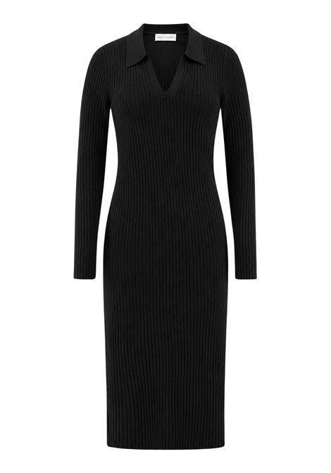 Weili Zheng Abito Polo in Costina Elasticizzata Nero Donna WEILI ZHENG | Abiti | F26DL08B212